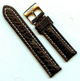 MB GENUINE BROWN ALLIGATOR STRAP 20MM OR 22MM & GEN. OMEGA BUCKLE STEEL OR GOLD