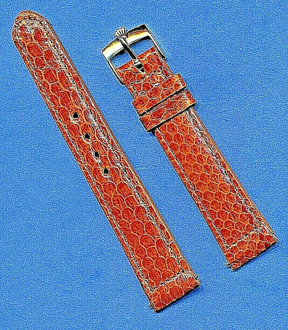 20mm Genuine Brown Snake Skin MB Strap Band Leather Lined & Rolex Gold Buckle