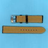 GEN. ALLIGATOR BLACK STRAP BAND 20mm EXTRA LONG & GENUINE ORIS STEEL BUCKLE