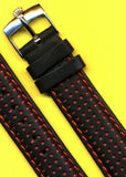 Black Red Rally Racing Perforated Leather MB Strap 18mm or 20mm and Rolex Buckle