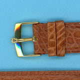 GEN. ALLIGATOR BROWN COGNAC STRAP 18mm LEATHER LINED & GENUINE TUDOR GOLD BUCKLE