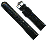 Black 19mm Retro Genuine Lizard MB Strap Band Leather Lined & Steel Omega Buckle