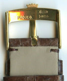 19mm Brown Genuine Snake Skin MB Strap Band For Bubbleback & Rolex Gold Buckle
