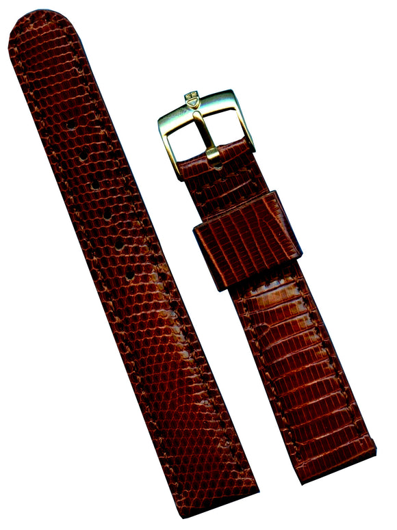 17mm Brown Genuine Lizard MB Strap & Rolex Tudor Gold Plated Buckle