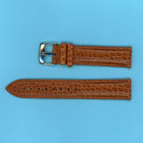 GEN. ALLIGATOR BROWN COGNAC STRAP LEATHER LINED 18mm & GENUINE ORIS STEEL BUCKLE