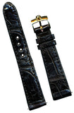 20mm Genuine Crocodile MB Strap For Speedmaster 21, Omega Gold Plated Buckle