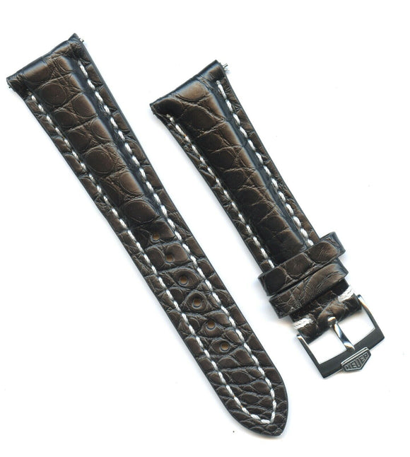 MB GENUINE BLACK ALLIGATOR STRAP 18mm 19mm 20mm 22mm, PRE TAG HEUER BUCKLE STEEL