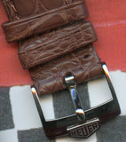 GENUINE ALLIGATOR BROWN STRAP 18mm LEATHER & GENUINE TAG HEUER STEEL BUCKLE