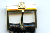 17.5 mm 11/16 MB Genuine Black Crocodile MB Strap & Vintage Omega Gold Buckle