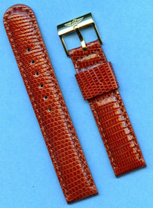 GENUINE BROWN LIZARD MB STRAP 18mm LEATHER & GENUINE BREITLING GOLD TONE BUCKLE
