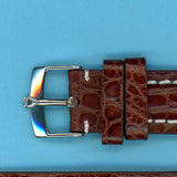 22mm BROWN LEATHER MB STRAP WHITE STITCH & STEEL TUDOR BUCKLE