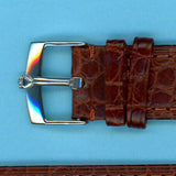 GENUINE ALLIGATOR STRAP BROWN 18mm LEATHER LINED & GENUINE TUDOR STEEL BUCKLE