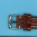 20mm BROWN LEATHER MB STRAP WHITE STITCH & STEEL ORIS BUCKLE