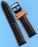 7 Colors 22mm Genuine Perforated Leather Rally Racing MB Strap, Breitling Buckle