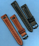 Genuine Pre TAG Heuer Buckle and Black or Brown Military Strap, Screw Posts 20mm