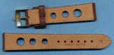 Brown Rally Racing Leather MB Strap 18mm 20mm & Rolex Steel or Gold Plate Buckle