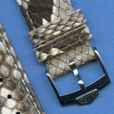 18mm Genuine Snake Skin MB Strap Leather Lined Brown Gray & Pre TAG Heuer Buckle
