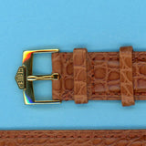 GEN. ALLIGATOR BROWN COGNAC STRAP BAND 19mm & GENUINE TAG HEUER GOLD BUCKLE