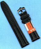 GENUINE BLACK LEATHER CAVADINI STRAP BAND 18mm or 20mm & OMEGA STEEL BUCKLE