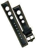 20mm BLACK SPANISH LEATHER RALLY RACING BAND STRAP & PRE TAG HEUER BUCKLE