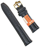 GENUINE BLACK LEATHER CAVADINI STRAP BAND 18mm or 20mm & OMEGA GOLD PLATE BUCKLE