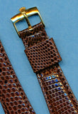 22mm Brown Genuine Lizard MB Strap Band Leather Lined & Rolex Gold Plate Buckle