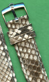 19mm Genuine Snake Skin MB Strap Leather Lined Brown Gray & Rolex Steel Buckle