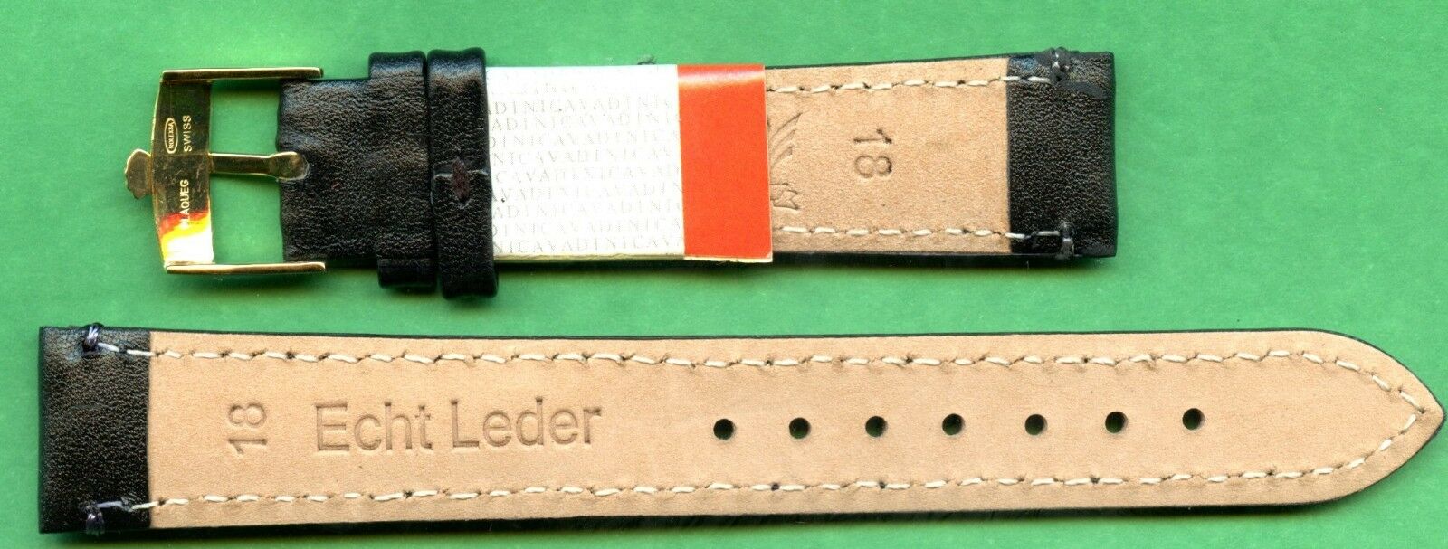 GENUINE BLACK CALF LEATHER CAVADINI STRAP 18mm 19mm 20mm & ROLEX GOLD BUCKLE