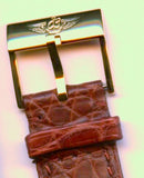 CORDOVAN GENUINE ALLIGATOR STRAP 18mm EXTRA LONG & GENUINE BREITLING GOLD BUCKLE