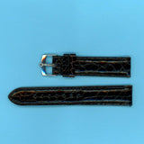 GEN. ALLIGATOR BLACK STRAP BAND 20mm EXTRA LONG & GENUINE TUDOR STEEL BUCKLE