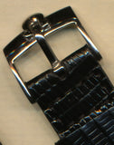 Black 20mm Retro Genuine Lizard MB Strap Band Leather Lined & Steel Omega Buckle