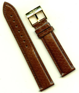 BROWN 18mm GENUINE SNAKE SKIN MB STRAP LEATHER LINED & BREITLING GOLD BUCKLE