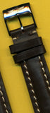 19mm BROWN GENUINE LEATHER MB STRAP WHITE STITCHING PADDED & BREITLING BUCKLE