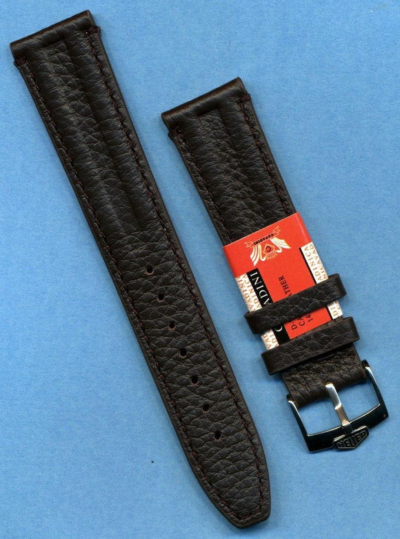 GENUINE BROWN LEATHER CAVADINI STRAP BAND 18mm or 20mm & PRE TAG HEUER BUCKLE