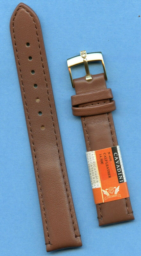 GENUINE BROWN CALF LEATHER CAVADINI STRAP BAND 18mm & ROLEX TUDOR GOLD BUCKLE