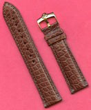 GENUINE ALLIGATOR BROWN STRAP 19mm LEATHER LINED & GENUINE OMEGA GOLD BUCKLE