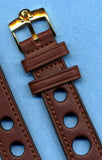 Brown Rally Racing Genuine Leather MB Strap 18mm 20mm & Omega Gold Plated Buckle