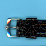 GEN. ALLIGATOR BLACK STRAP BAND 20mm EXTRA LONG & GENUINE TUDOR STEEL BUCKLE