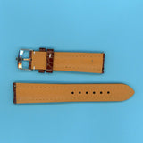 22mm BROWN LEATHER MB STRAP WHITE STITCH & STEEL TUDOR BUCKLE