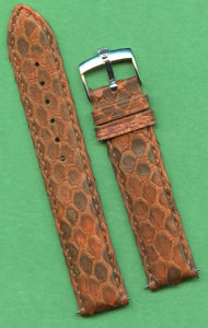 Brown 20mm Genuine Snake Skin MB Strap Band Leather Lined & Rolex Steel Buckle