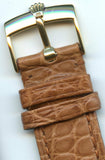 GENUINE ALLIGATOR BROWN STRAP BAND 18mm EXTRA LONG & GENUINE ROLEX GOLD BUCKLE