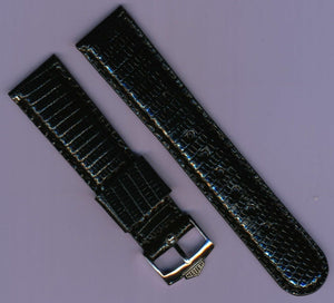 Black 18mm Genuine Lizard MB Strap Band Leather Lined & Steel TAG Heuer Buckle