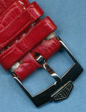 20mm GENUINE CROCODILE MB STRAP BAND WHITE STITCHING RED & PRE TAG HEUER BUCKLE