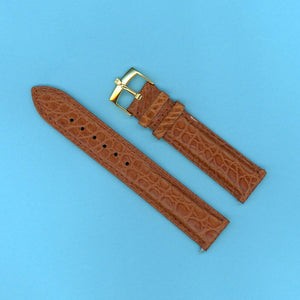 GEN. ALLIGATOR BROWN COGNAC STRAP 18mm LEATHER LINED & GENUINE TUDOR GOLD BUCKLE