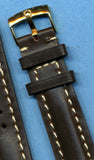 20mm GENUINE BROWN LEATHER PADDED MB STRAP & GENUINE OMEGA YELLOW GOLD BUCKLE