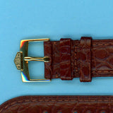 19mm EXTRA LONG GENUINE BROWN LEATHER MB STRAP BAND & TAG HEUER GOLD BUCKLE