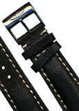 22mm GENUINE BLACK LEATHER MB STRAP PADDED & NEW RAISED LOGO BREITLING BUCKLE