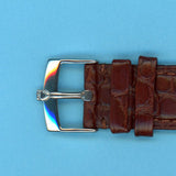 GENUINE ALLIGATOR EXTRA LONG STRAP BAND BROWN 19mm & GENUINE TUDOR STEEL BUCKLE