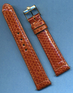 20mm Genuine Brown Snake Skin MB Strap Speedmaster & Old Style Omega Gold Buckle