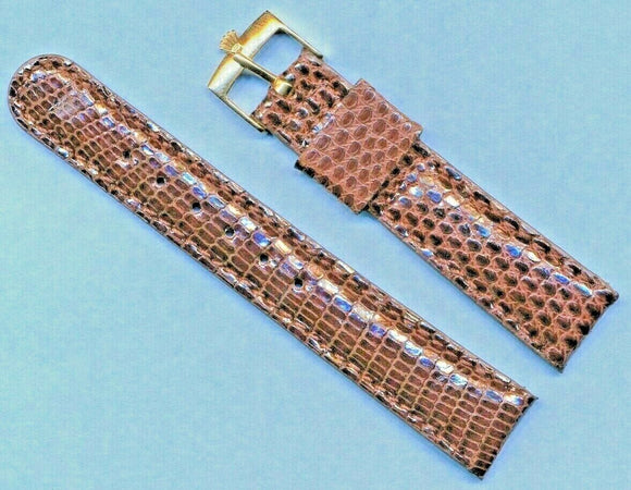 18mm Retro Genuine Lizard MB Strap Band For Bubbleback & Rolex Gold Plate Buckle